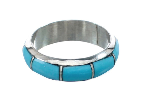 Native American Zuni Sterling Silver Turquoise Ring Size 7-1/2 AX130099